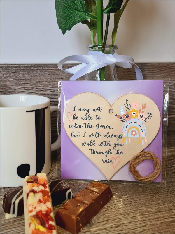 Walk with You Through the Rain Hanging Heart Wooden Sign Home Decoration Card Alternative Online