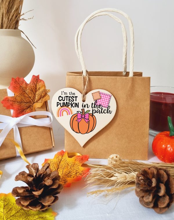 Cutest Pumpkin Patch Baby Girl Cute Autumn Seasonal Hanging Heart Wooden Decoration Gift Card Alternative New Baby Nursery Discount