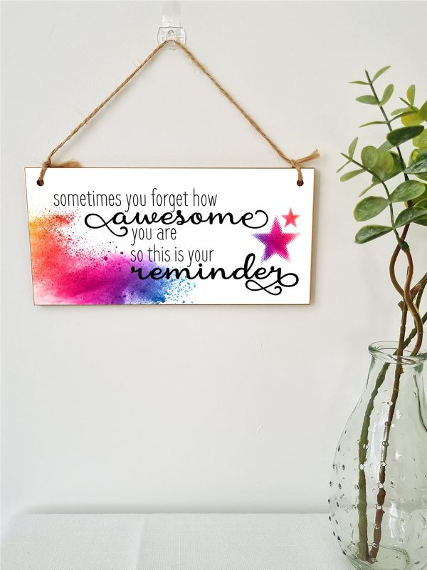 Handmade Wooden Hanging Wall Plaque Don t Forget You re Awesome Reminder Inspirational Friendship Gift Online Sale