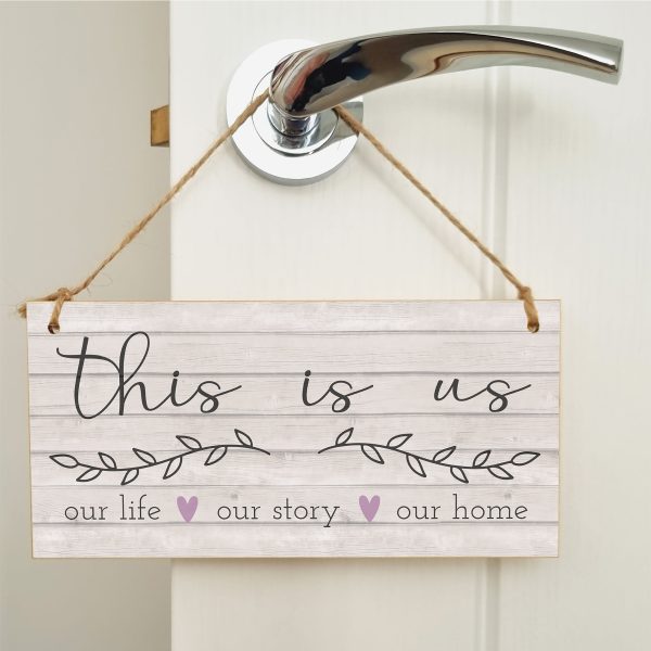 Handmade Wooden Hanging Wall Plaque This Is Us Our Life Our Story Our Home Sentimental Decorative Sign Family Discount