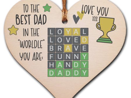 Best Dad in the World Wordle Funny Novelty Hanging Heart Wooden Decoration Gift Father s Day Card Alternative Fashion