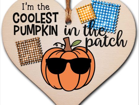 Coolest Pumpkin Patch Baby Boy Cute Autumn Seasonal Hanging Heart Wooden Decoration Gift Card Alternative New Baby Nursery Fashion