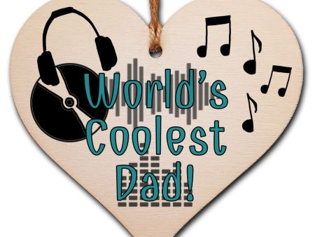 Handmade Wooden Hanging Heart Plaque Gift for Dad this Fathers Day Novelty Fun Thoughtful Keepsake for Music Fan Discount