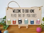 Handmade Wooden Hanging Wall Plaque Welcome Home Please Take Off Your Shoes Sign to Hang at the Front Door Online Hot Sale