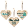 Set of 3 Hanging Decorations Wooden Hearts Happy Birthday Card Alternative | Celebrate in Style | Make a Wish | Have a Fabulous Day Fashion