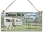 Handmade Wooden Hanging Wall Plaque Caravan Rules Stay Up Late Have a Drink Make Memories Fun Camping Adventure Sign Online Hot Sale