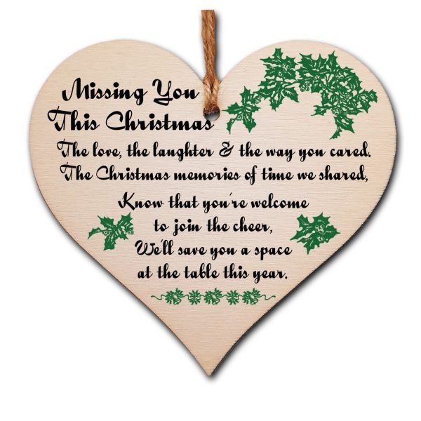 Handmade Wooden Hanging Heart Plaque Gift to Remember Lost Loved Ones at Christmas Hot on Sale