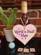 Handmade Wooden Hanging Heart Plaque Mother s Day Gift for Mum loving thoughtful special keepsake World s Best Mum stylish classy artistic wall hanger card alternative from daughter son kids Online now