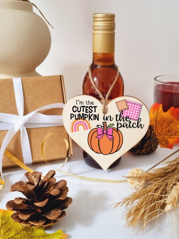 Cutest Pumpkin Patch Baby Girl Cute Autumn Seasonal Hanging Heart Wooden Decoration Gift Card Alternative New Baby Nursery Discount