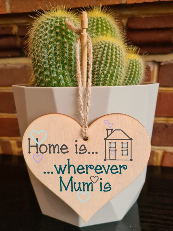 Handmade Wooden Hanging Heart Plaque Mother s Day Gift Home is wherever mum is loving thoughtful sewing craft design keepsake card alternative from daughter son Discount