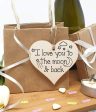 Handmade Wooden Hanging Heart Plaque Gift love you to the moon and back new baby present nursery wall decoration for new parents For Cheap