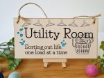 Handmade Wooden Hanging Wall Plaque Utility Room Sorting Out Life Funny Decorative Sign Kitchen Washing Room Hot on Sale