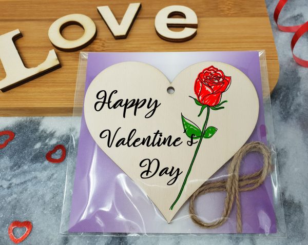 Handmade Wooden Hanging Heart Plaque Valentine s Gift for someone special boyfriend girlfriend husband wife romantic keepsake For Cheap