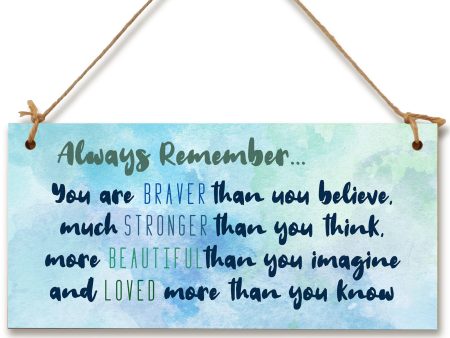 Handmade Wooden Hanging Wall Plaque Always Remember You Are Stronger Beautiful Loved Inspirational Friendship Gift Online