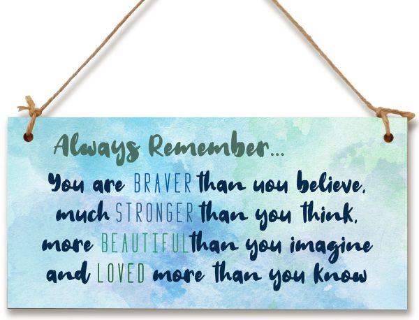 Handmade Wooden Hanging Wall Plaque Always Remember You Are Stronger Beautiful Loved Inspirational Friendship Gift Online