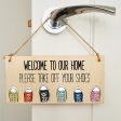 Handmade Wooden Hanging Wall Plaque Welcome Home Please Take Off Your Shoes Sign to Hang at the Front Door Online Hot Sale