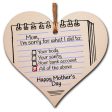 Handmade Wooden Hanging Heart Plaque Mother s Day Gift Mum I m Sorry for what I did to your body bank account novelty funny keepsake from daughter son kids wall hanger card alternative For Discount