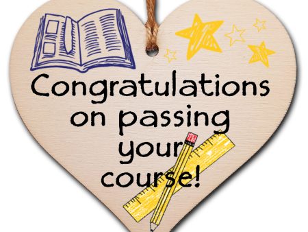 Handmade Wooden Hanging Heart Plaque Gift Well done on Passing Your Exams Congratulations Graduation Keepsake For Sale