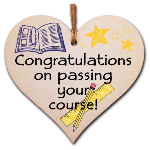 Handmade Wooden Hanging Heart Plaque Gift Well done on Passing Your Exams Congratulations Graduation Keepsake For Sale