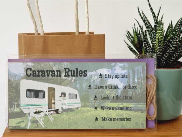 Handmade Wooden Hanging Wall Plaque Caravan Rules Stay Up Late Have a Drink Make Memories Fun Camping Adventure Sign Online Hot Sale