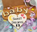 Handmade Wooden Hanging Heart Plaque Gift Sweet Dreams new baby present nursery wall decoration for new parents on Sale