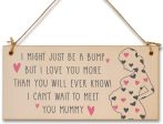 Handmade Wooden Hanging Wall Plaque Bump Can t Wait to Meet You Mummy Gift Sign Pregnant 1st Mother s Day Online