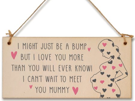 Handmade Wooden Hanging Wall Plaque Bump Can t Wait to Meet You Mummy Gift Sign Pregnant 1st Mother s Day Online