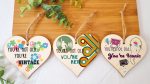 Set of 3 Hanging Decorations Wooden Hearts Happy Birthday Card Alternative | You re Not Old Iconic | Retro | Vintage 60s 70s 80s Online Sale