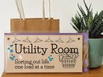 Handmade Wooden Hanging Wall Plaque Utility Room Sorting Out Life Funny Decorative Sign Kitchen Washing Room Hot on Sale