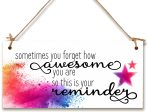 Handmade Wooden Hanging Wall Plaque Don t Forget You re Awesome Reminder Inspirational Friendship Gift Online Sale