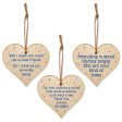 Set of 3 Hanging Decorations Wooden Hearts Friendship Gifts or BFF Besties | Caring & Kind | Your Kind of Crazy | More Like Sisters For Sale