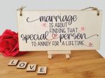 Handmade Wooden Hanging Wall Plaque Happy Marriage Special Person Annoy Lifetime Decorative Sign Wedding Gift Online Hot Sale