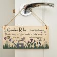 Handmade Wooden Hanging Wall Plaque Garden Rules Relax Feel the Breeze Take a Nap Pretty Sign for Gardeners Discount