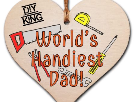 Handmade Wooden Hanging Heart Plaque Gift for Dad this Fathers Day Novelty Fun Thoughtful Keepsake for DIY Fan Discount