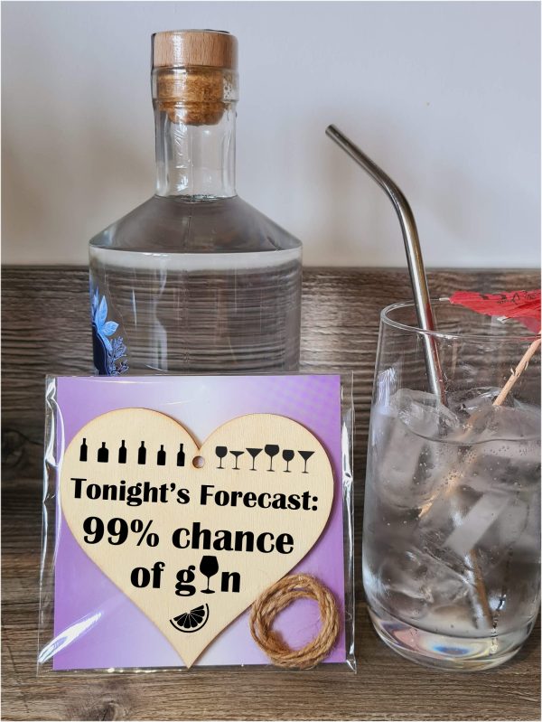 Tonight s Forecast Chance of Gin Funny Novelty Hanging Heart Wooden Decoration Gift Card Alternative Gin Lovers Hot on Sale