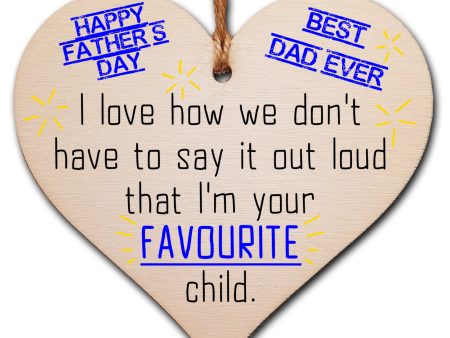 Handmade Wooden Hanging Heart Plaque Gift for Dad this Fathers Day Novelty Fun Keepsake on Sale