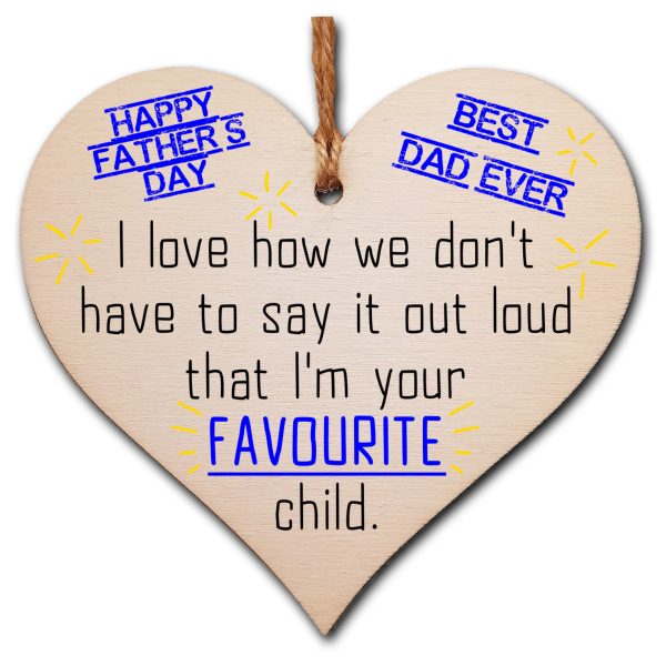 Handmade Wooden Hanging Heart Plaque Gift for Dad this Fathers Day Novelty Fun Keepsake on Sale