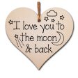 Handmade Wooden Hanging Heart Plaque Gift love you to the moon and back new baby present nursery wall decoration for new parents For Cheap