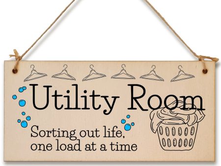 Handmade Wooden Hanging Wall Plaque Utility Room Sorting Out Life Funny Decorative Sign Kitchen Washing Room Hot on Sale