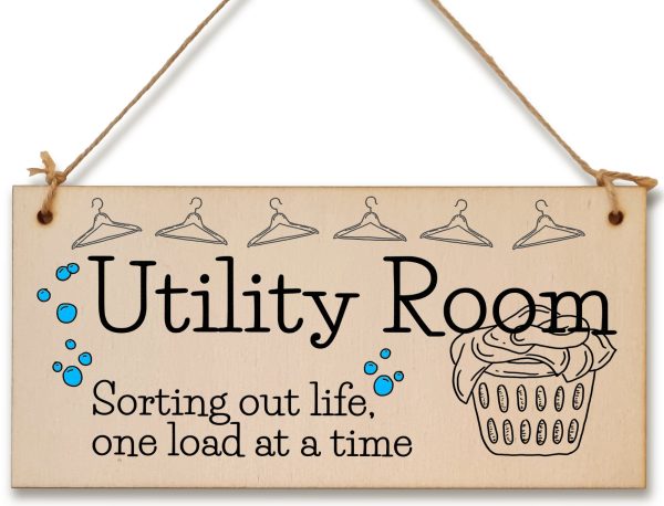 Handmade Wooden Hanging Wall Plaque Utility Room Sorting Out Life Funny Decorative Sign Kitchen Washing Room Hot on Sale