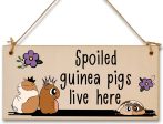 Handmade Wooden Hanging Wall Plaque Spoiled Guinea Pigs Live Here Pet Lover Mum Dad Cute Gift Sign on Sale