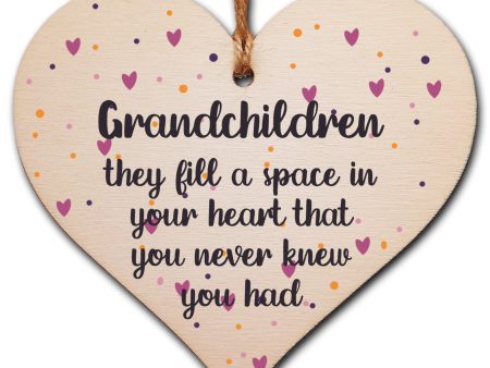 Handmade Wooden Hanging Heart Plaque Gift Grandchildren Fill Heart Wall Hanger Grandparents Family Thoughtful Wall Hanger Online Sale