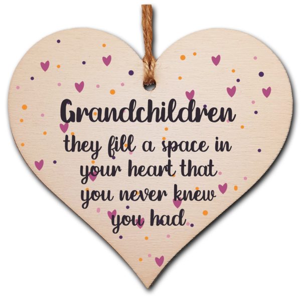 Handmade Wooden Hanging Heart Plaque Gift Grandchildren Fill Heart Wall Hanger Grandparents Family Thoughtful Wall Hanger Online Sale