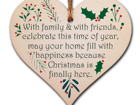 Handmade Christmas Hanging Wooden Heart Plaque Decoration Gift to wish someone special a merry xmas festive bauble Supply