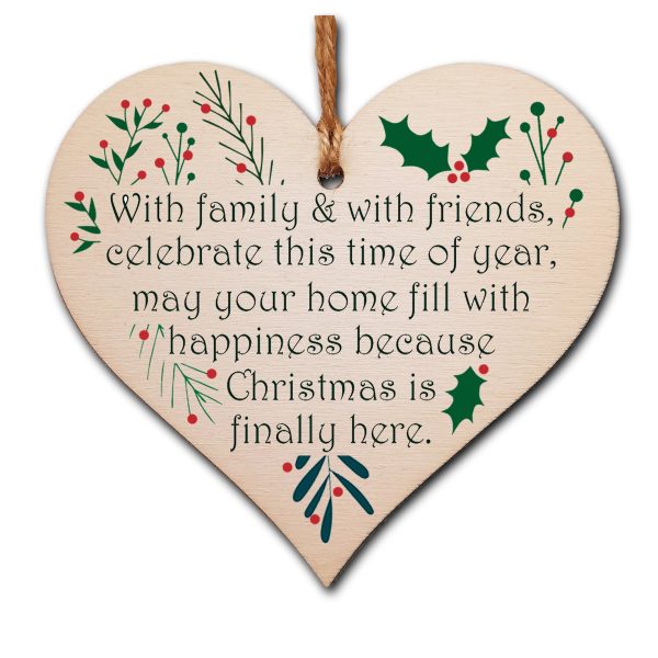 Handmade Christmas Hanging Wooden Heart Plaque Decoration Gift to wish someone special a merry xmas festive bauble Supply