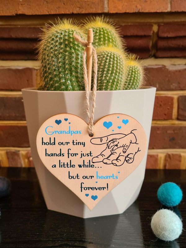 Handmade Wooden Hanging Heart Plaque Gift for Grandpas from Kids Babies Thoughtful Keepsake Supply