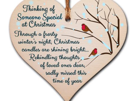 Handmade Wooden Christmas Hanging Heart Plaque Gift Thing of someone special sentimental missing you rememberance lost loved ones tree decoration Fashion