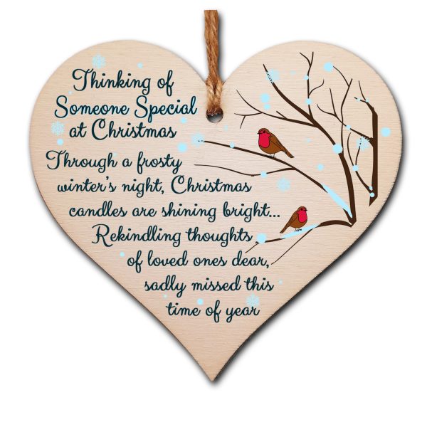 Handmade Wooden Christmas Hanging Heart Plaque Gift Thing of someone special sentimental missing you rememberance lost loved ones tree decoration Fashion