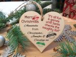 Handmade Christmas Hanging Wooden Heart Plaque Decoration Gift to wish someone special a merry xmas novelty fun festive bauble on Sale