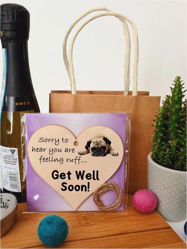 Handmade Wooden Hanging Heart Plaque Gift Get Well Soon Wishes Online Hot Sale